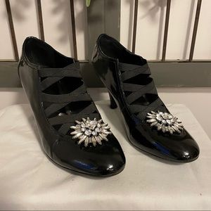 Franco Sarto leather healed loafer type shoe